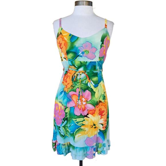 JAMS WORLD Vintage Parisian Garden Goldie Mini Dress Medium Strappy Floral Multi - Picture 1 of 9